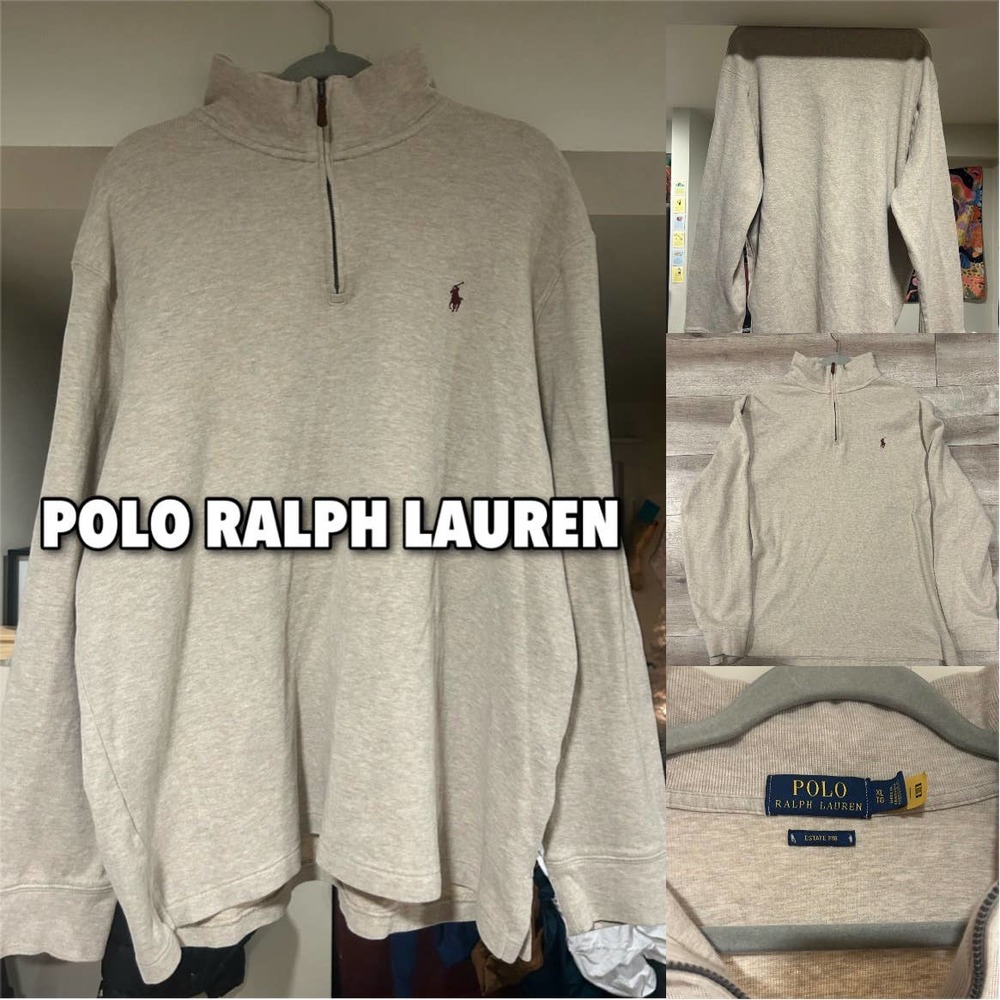 Polo Ralph Lauren Men’s XL Formal Sweater Half-Zip Tan/Cream Top